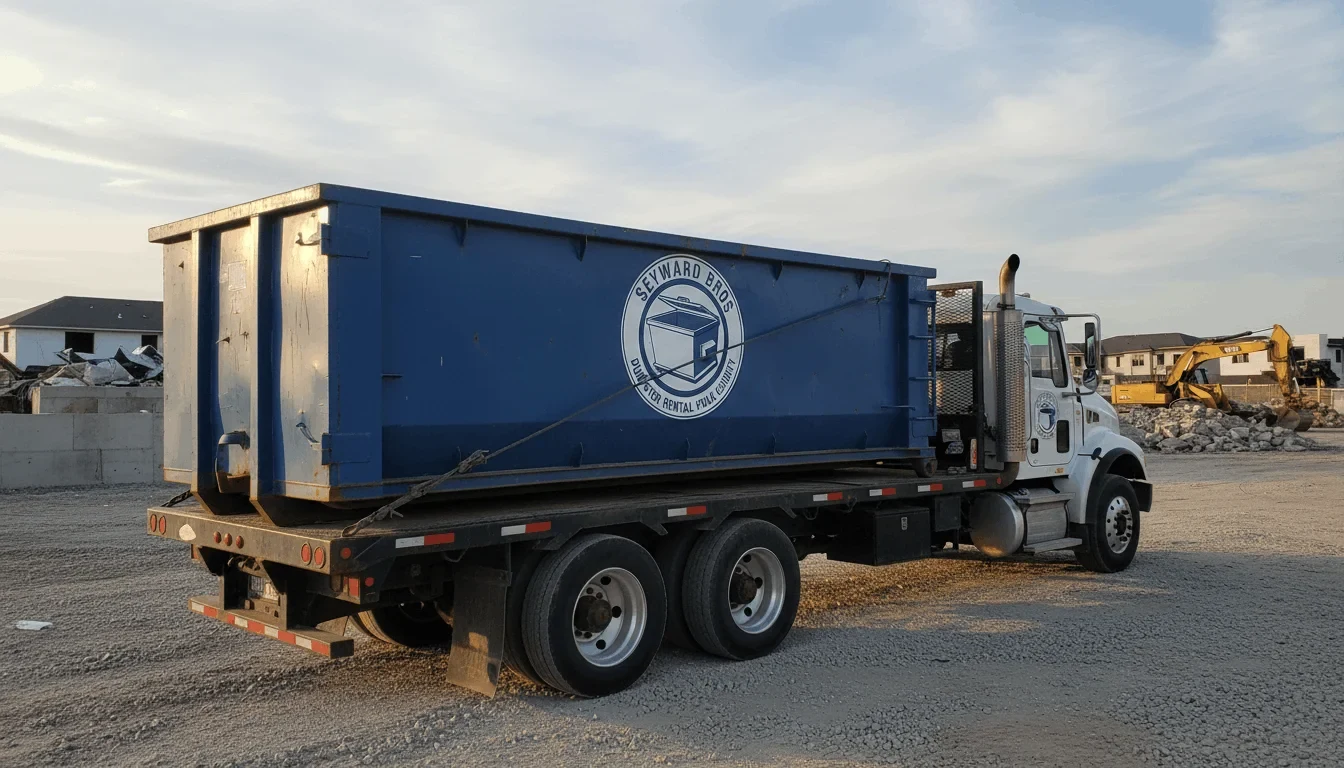 40 yard dumpster and delivery truck staged at a Polk County commercial job site