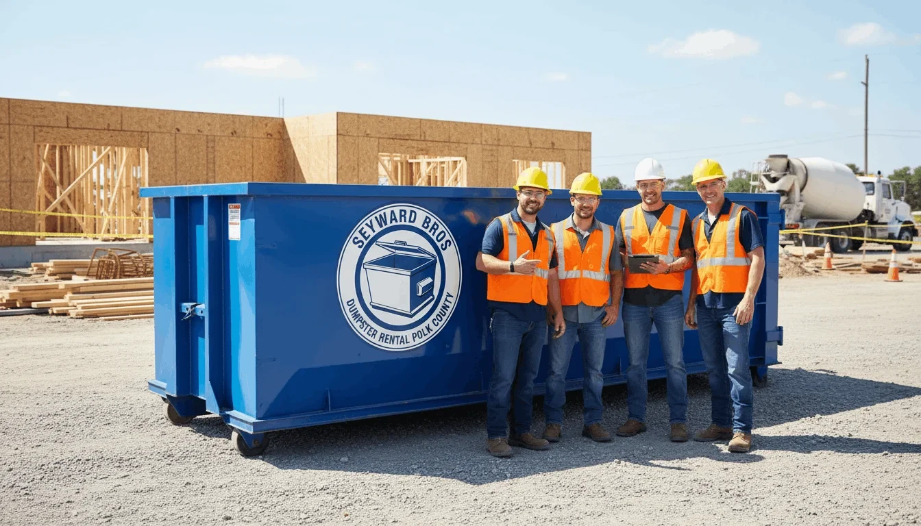 The Seyward Bros Dumpster Rental Polk County team outside our Lakeland, FL yard