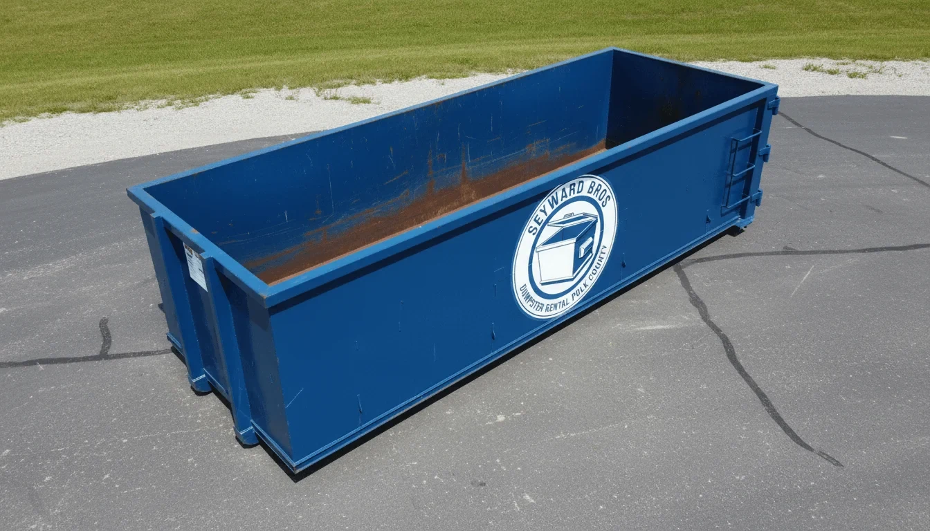 Licensed and insured Seyward Bros Dumpster Rental Polk County roll-off container staged in Lakeland, FL